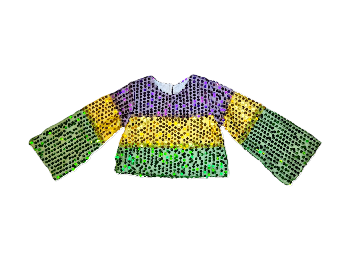 Mardi Gras Sequin Flare Top