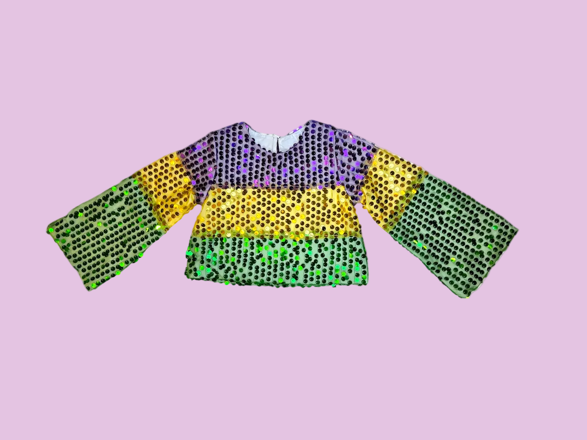 Mardi Gras Sequin Flare Top