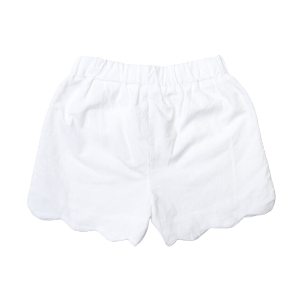 Shorts - White Scalloped Hem Shorts