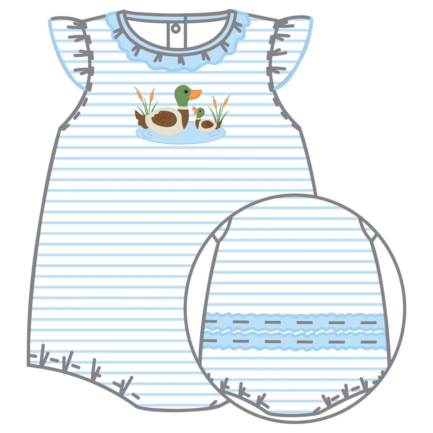 Mallard Pond Applique Ruffle Bubble