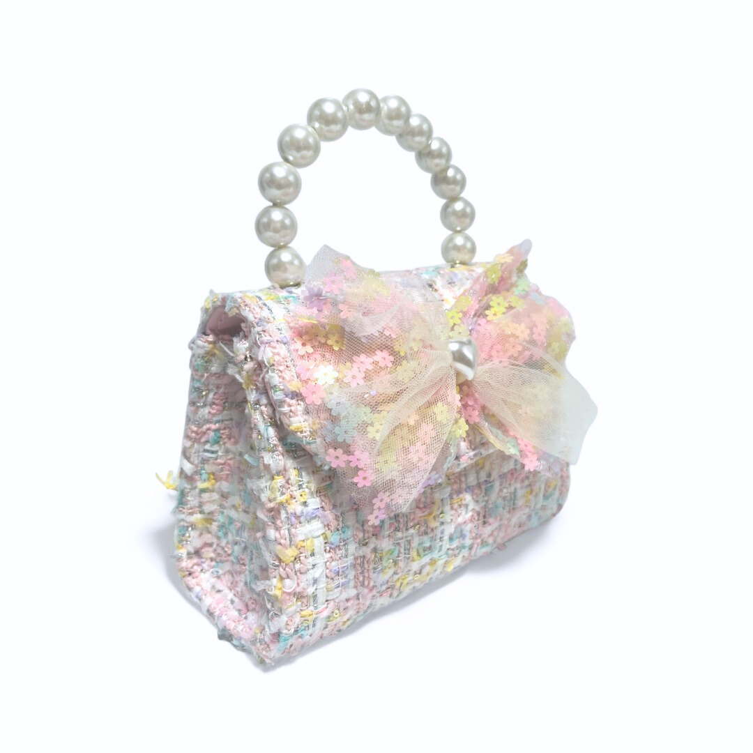 Mesh Bow Tweed Purse