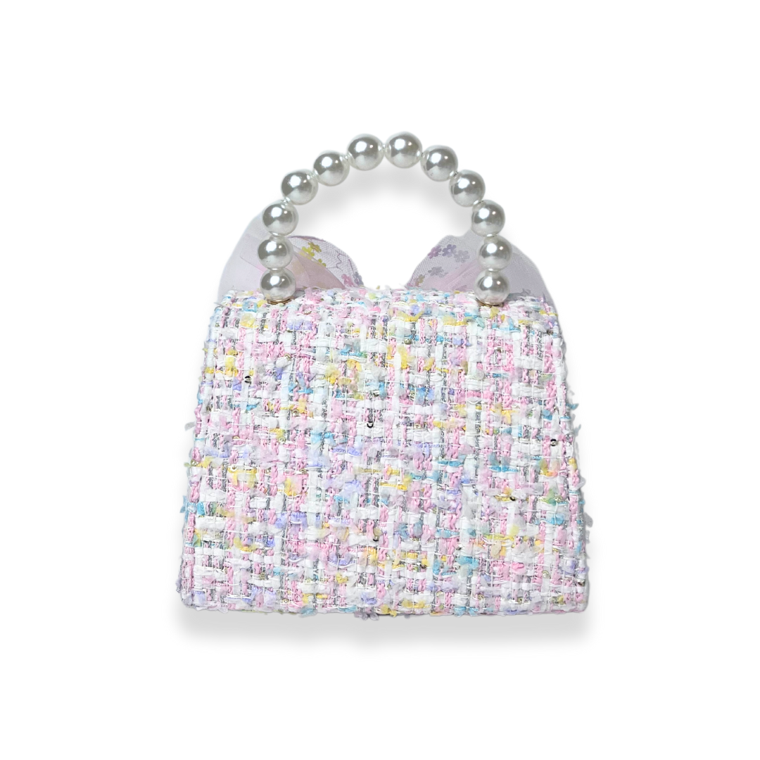 Mesh Bow Tweed Purse