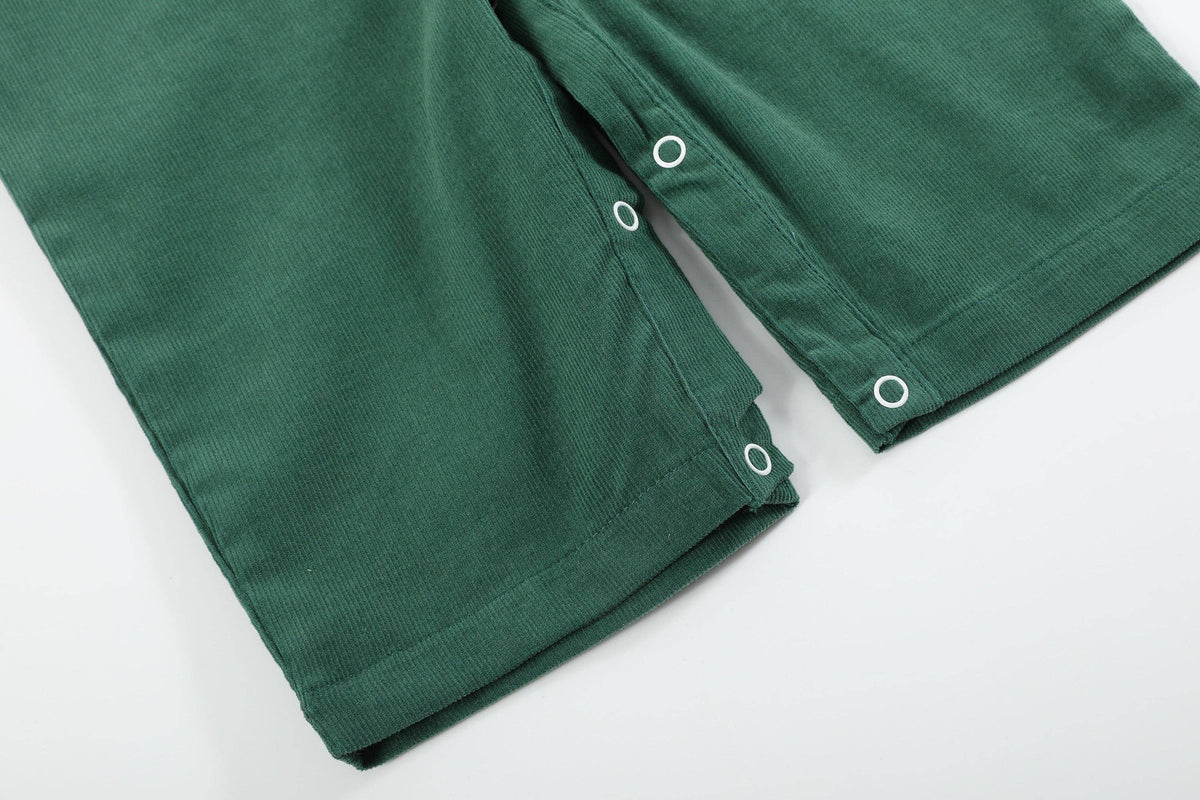 Christmas - Green Corduroy Santa Smocked Overalls