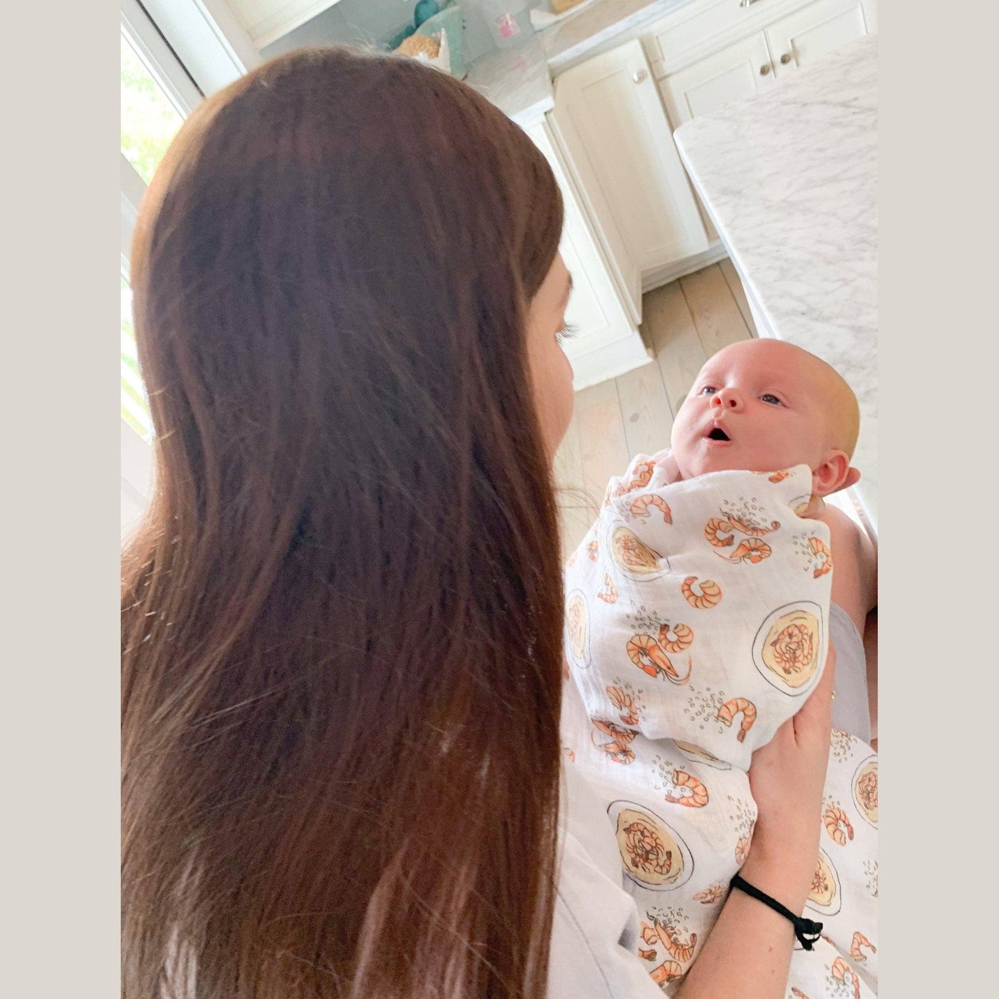 Swaddle - Shrimp and Grits Baby Muslin Swaddle/Receiving Blanket