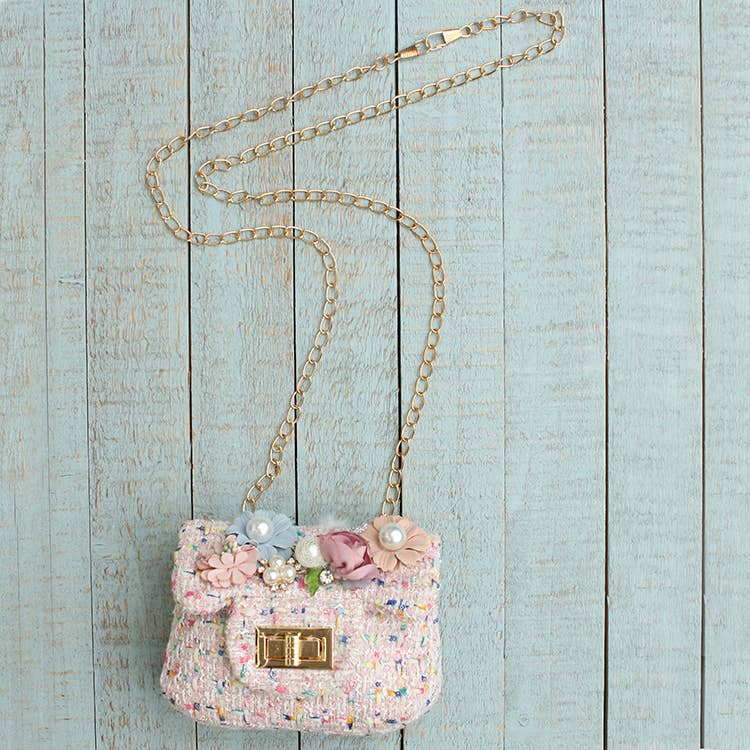 Purse - Tweed Flower Purse: Pink