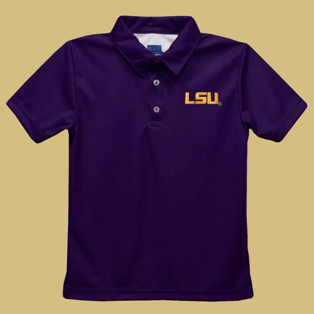 LSU Tigers Embroidered Purple Short Sleeve Polo