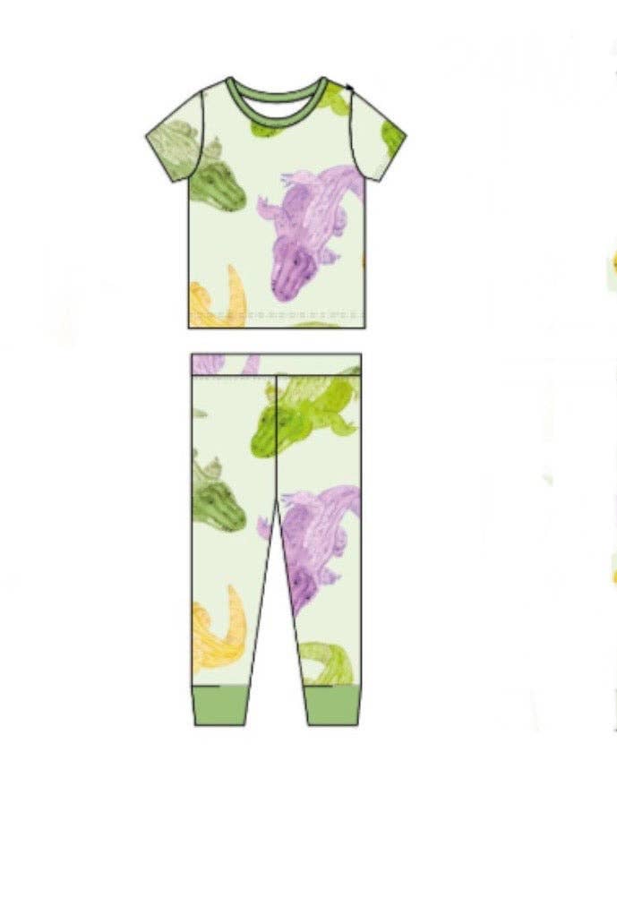 Mardi Gras Alligator Two Piece Pajama Pants Set: