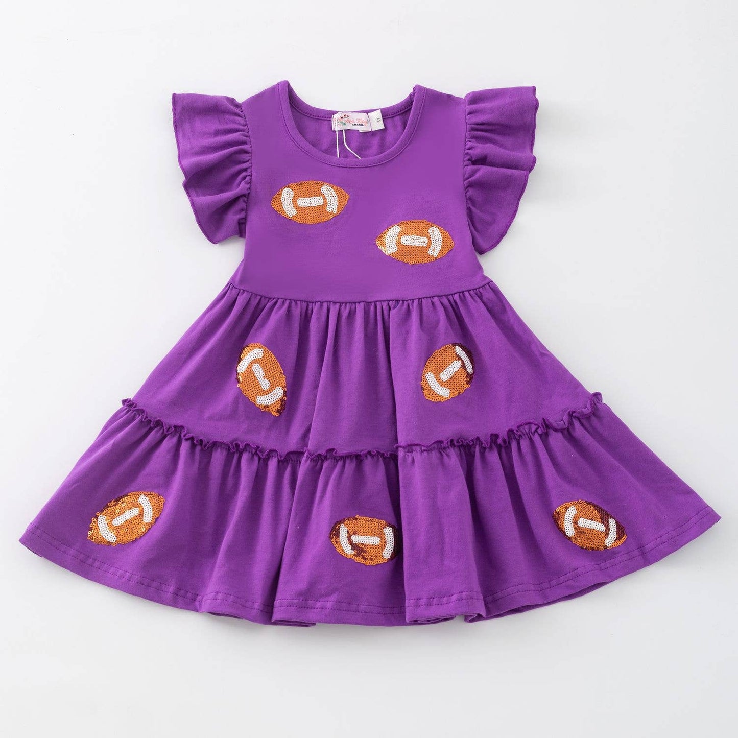 Purple Sequin Football Girls Dress