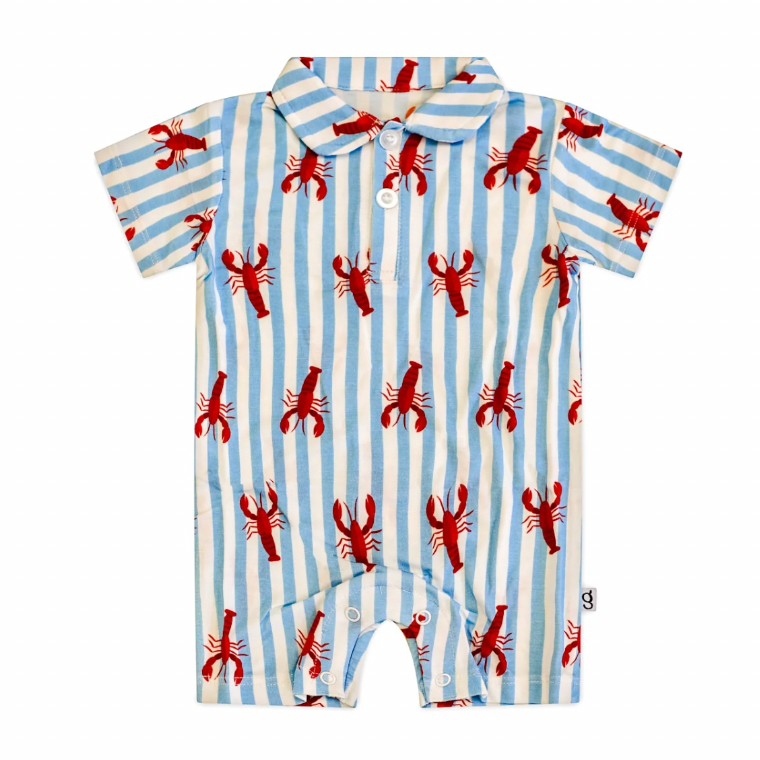 Little Pinchers Polo Romper - Crawfish