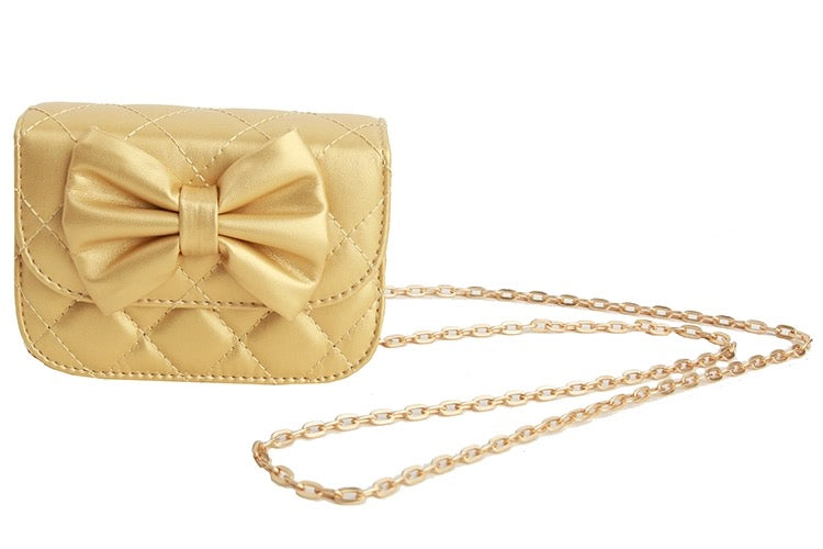 Purse - Gold Metallic Bow Purse
