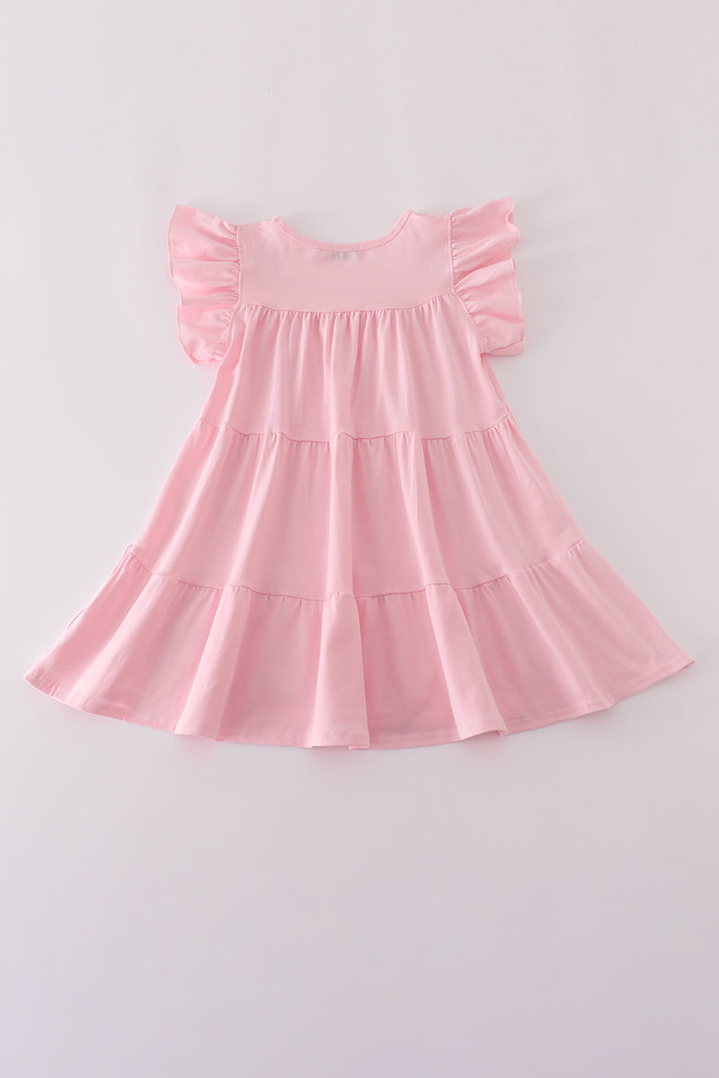 Santa Sequin Tiered Ruffle Dress - Pink
