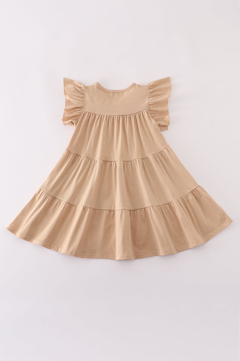 Turkey Sequin Tiered Ruffle Dress - Cream