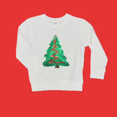 Christmas Sequin Long Sleeve Tree Shirt - White - Lulu Bebe