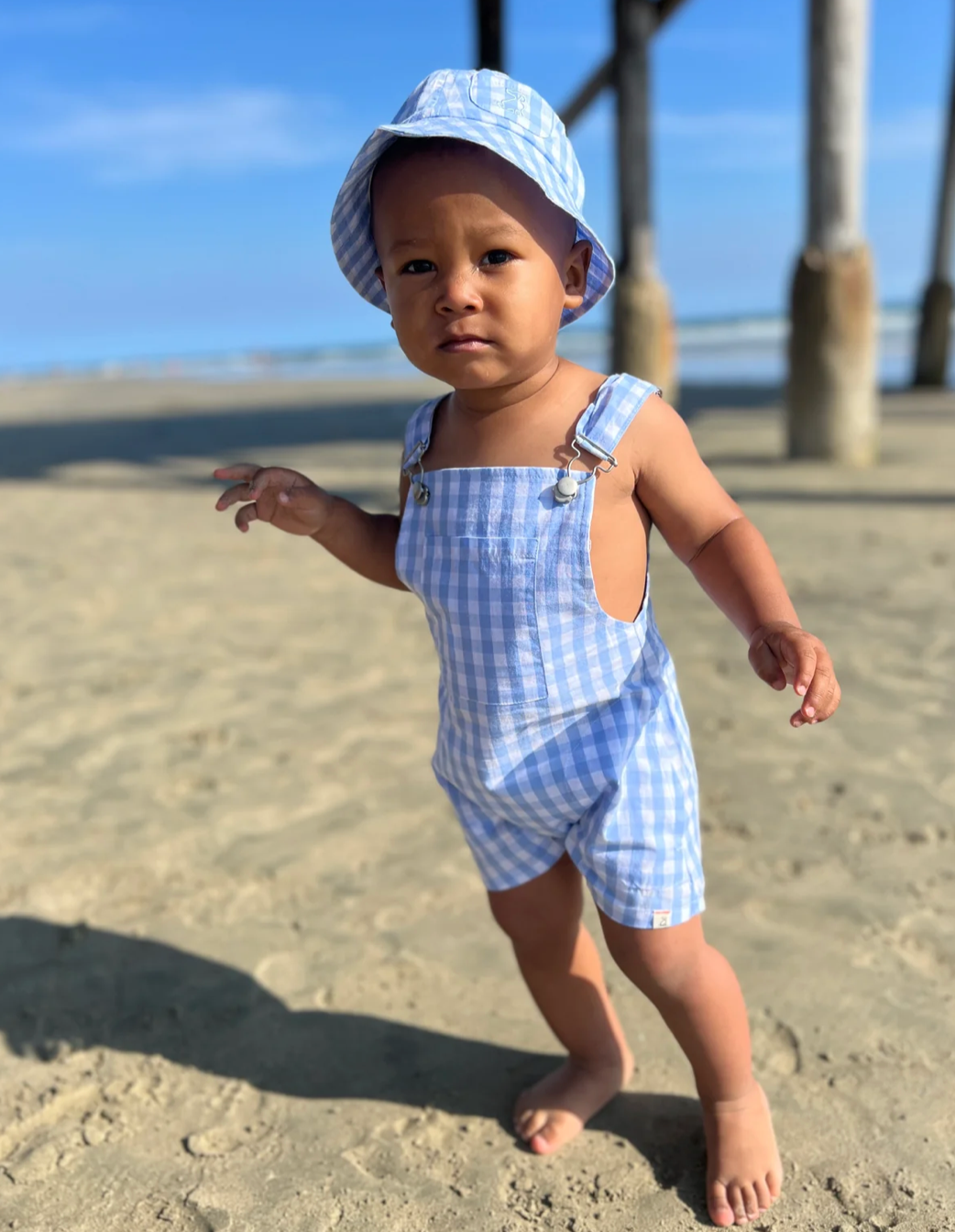 Galleon Plaid Woven Overalls