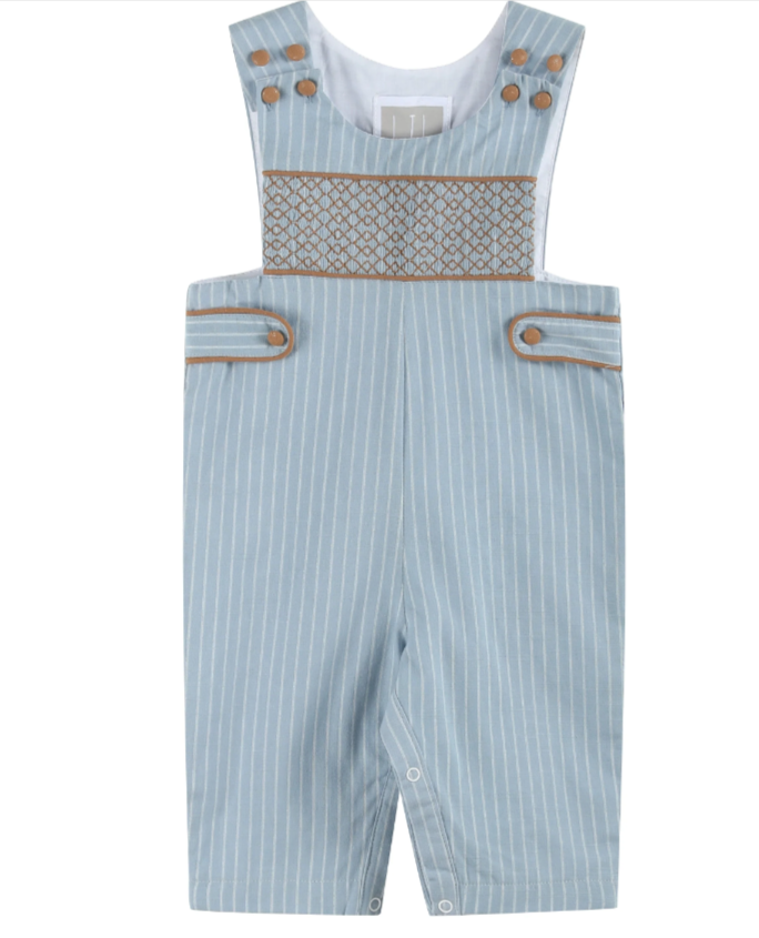 Pinstripe Smocked Overalls