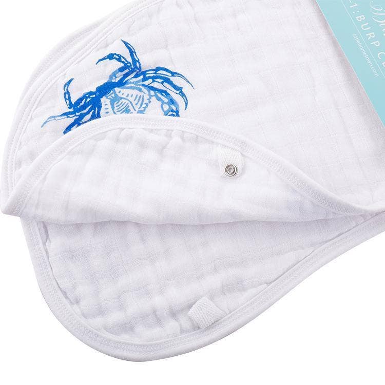 Burp Cloth - Blue Crab Baby Burp Cloth and Bib (2 in 1)