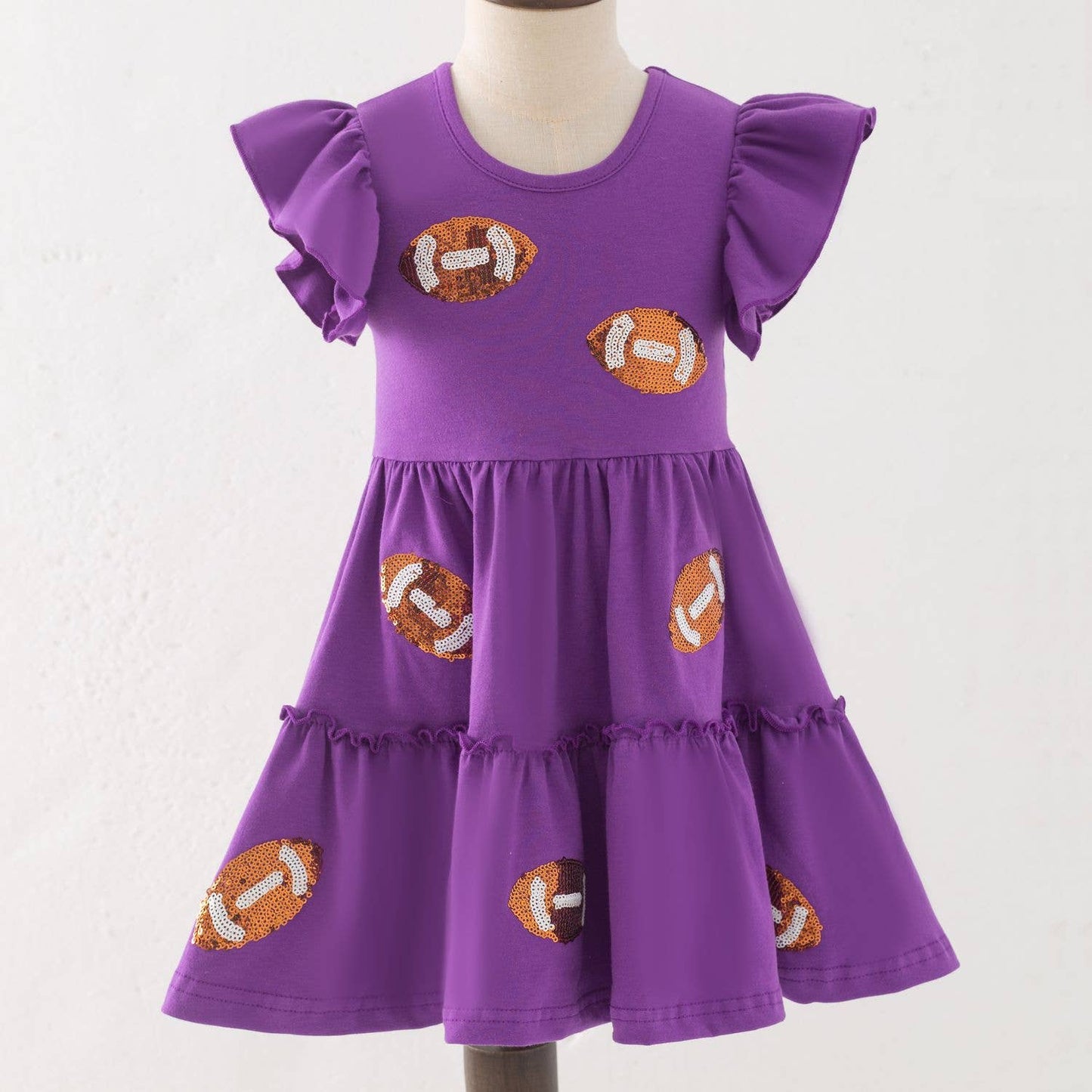 Purple Sequin Football Girls Dress