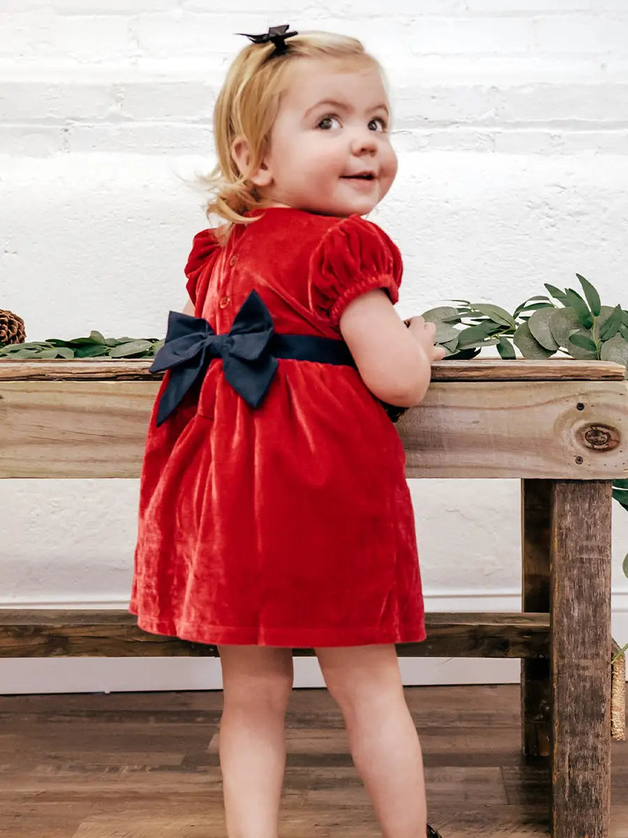 Isabel Velvet Dress w/Matching Diaper Cover