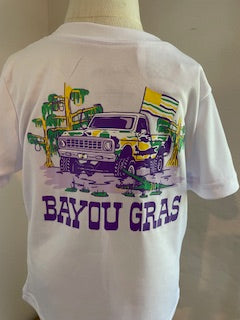 Mardi Gras Bayou Gras White Shirt