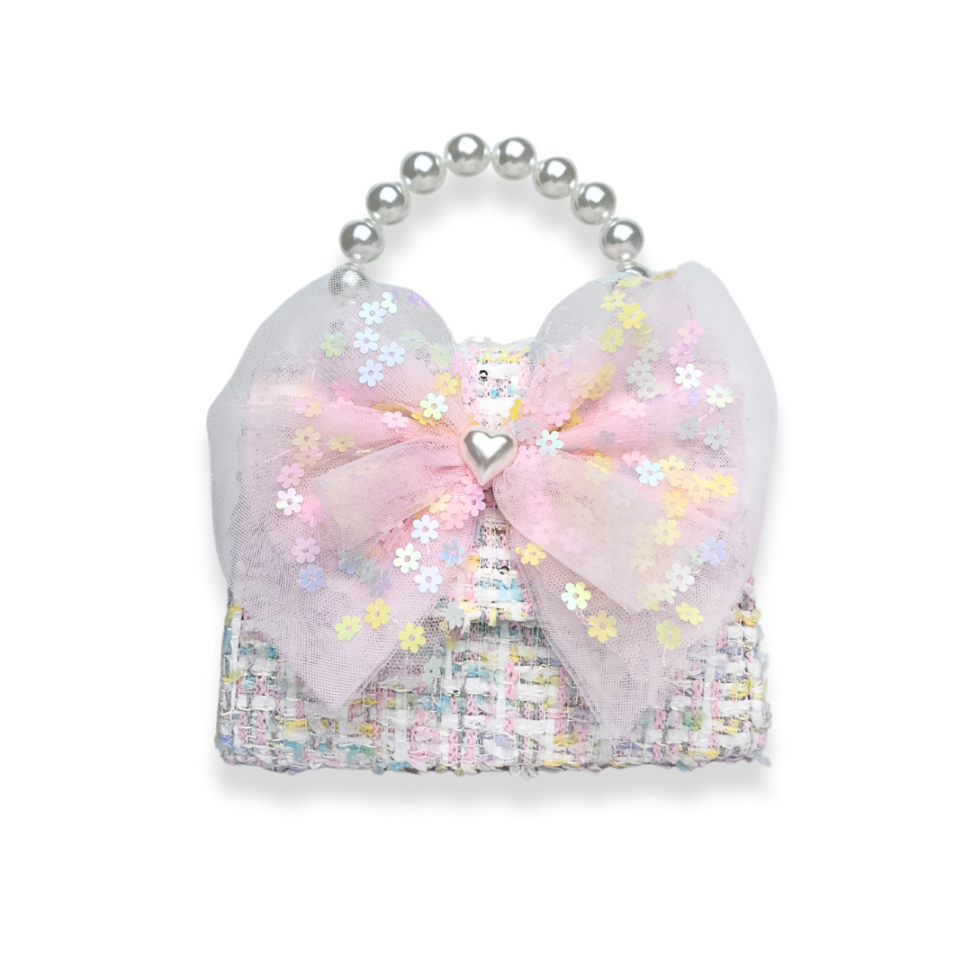 Mesh Bow Tweed Purse