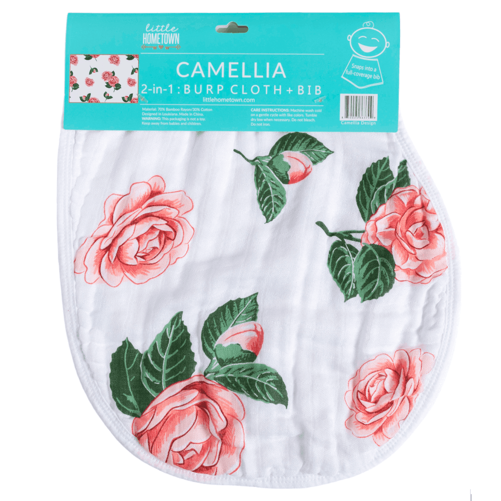 Burp Cloth - Camellia Baby Burp Cloth and Bib (2 in 1) Soft Bamboo
