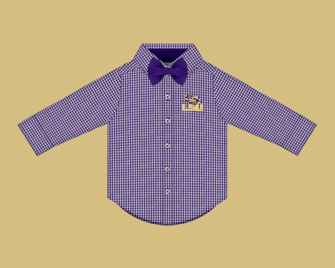 LSU Gingham Shirt w/Bowtie