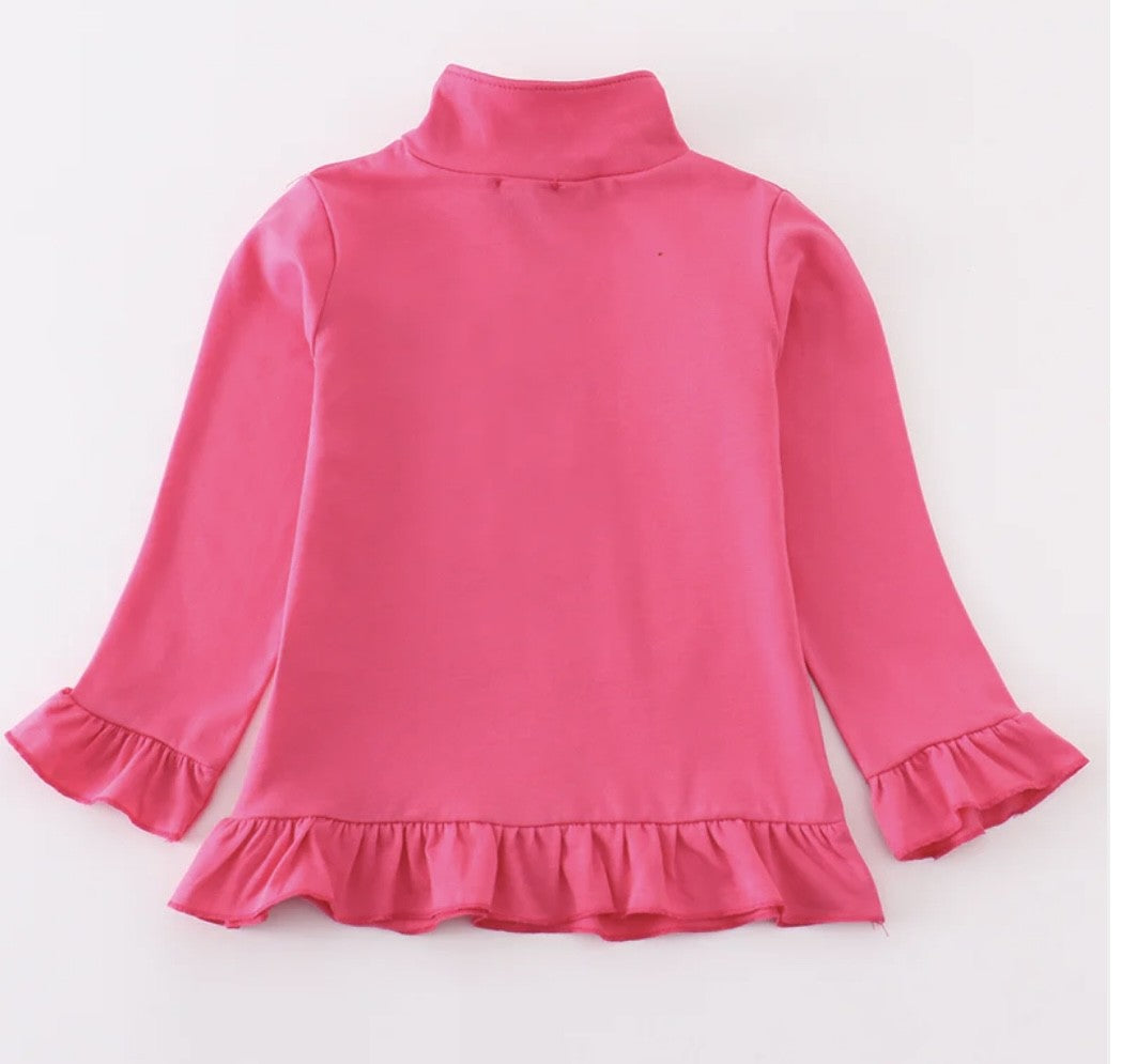 Rose Character Embroidery Zipper Pullover