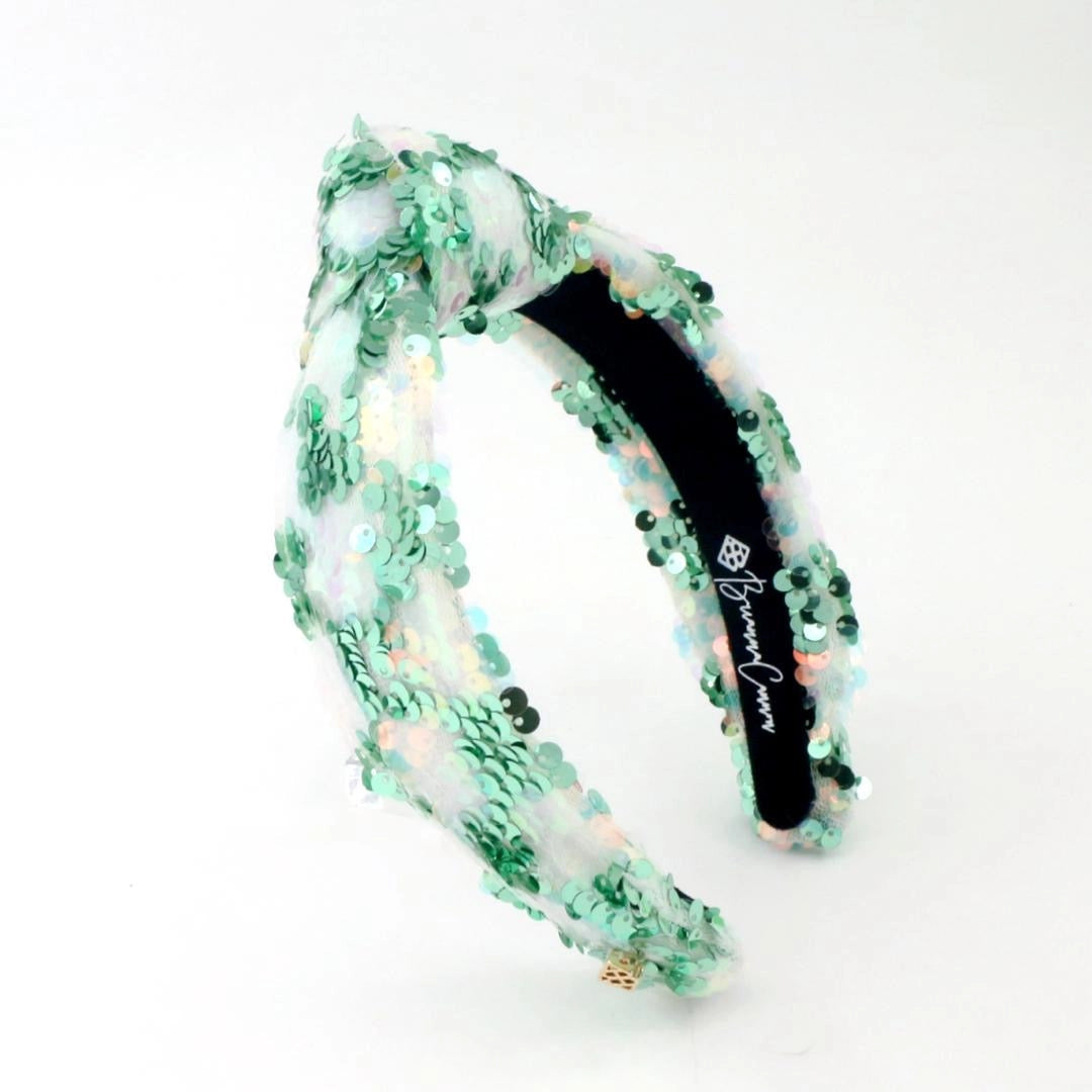 Headband-Green Iridescent Sequin Headband, Child Size