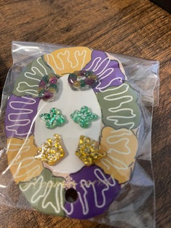 Mardi Gras Earrings - King Cake