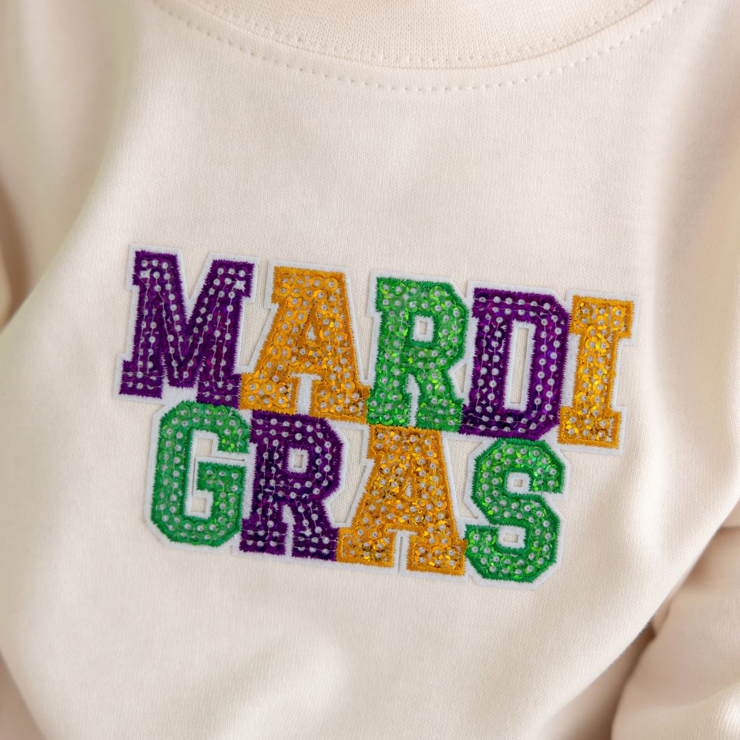 Mardi Gras Sequin Long Sleeve Onesie