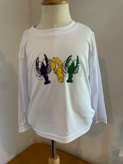 Mardi Gras Crawfish White L/S Shirt