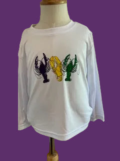 Mardi Gras Crawfish White L/S Shirt