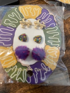 Mardi Gras Earrings - Pom