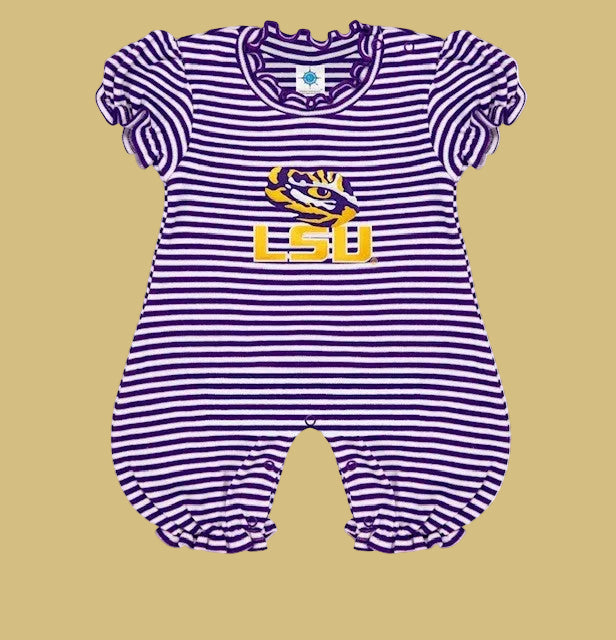 LSU Purple Stripe Bubble/Romper