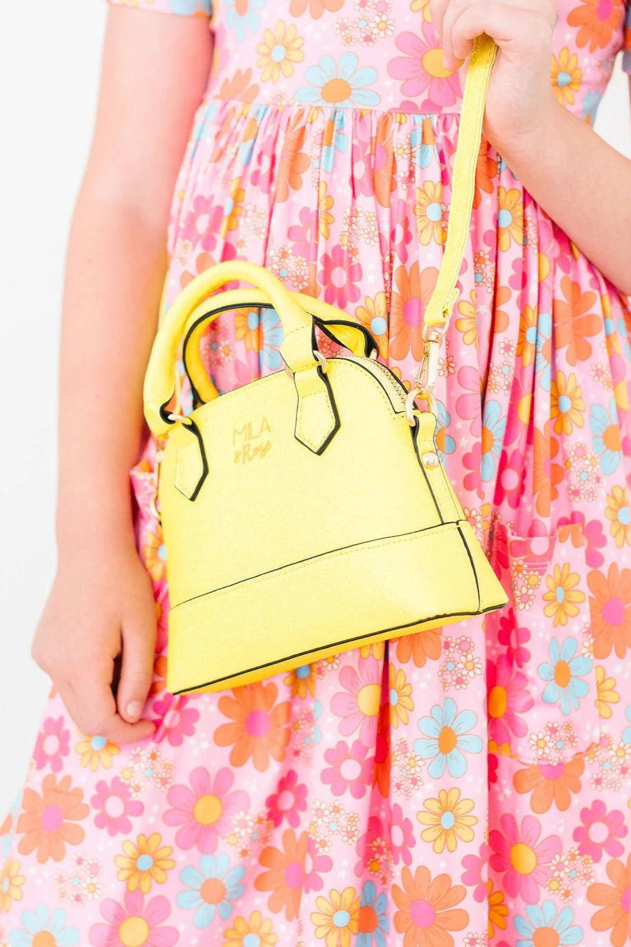 Neon Yellow Glitter Cross Body Purse