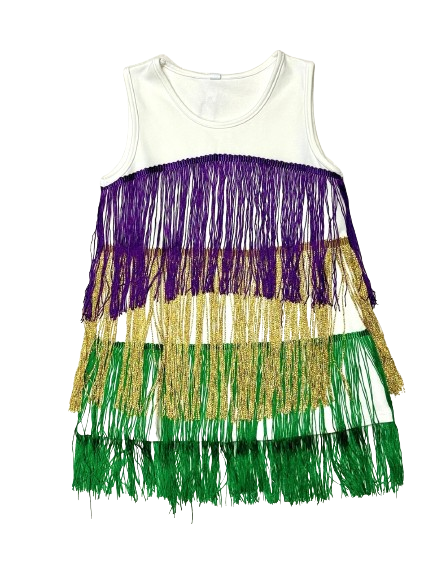 Mardi Grad Tiered Fringe Dress