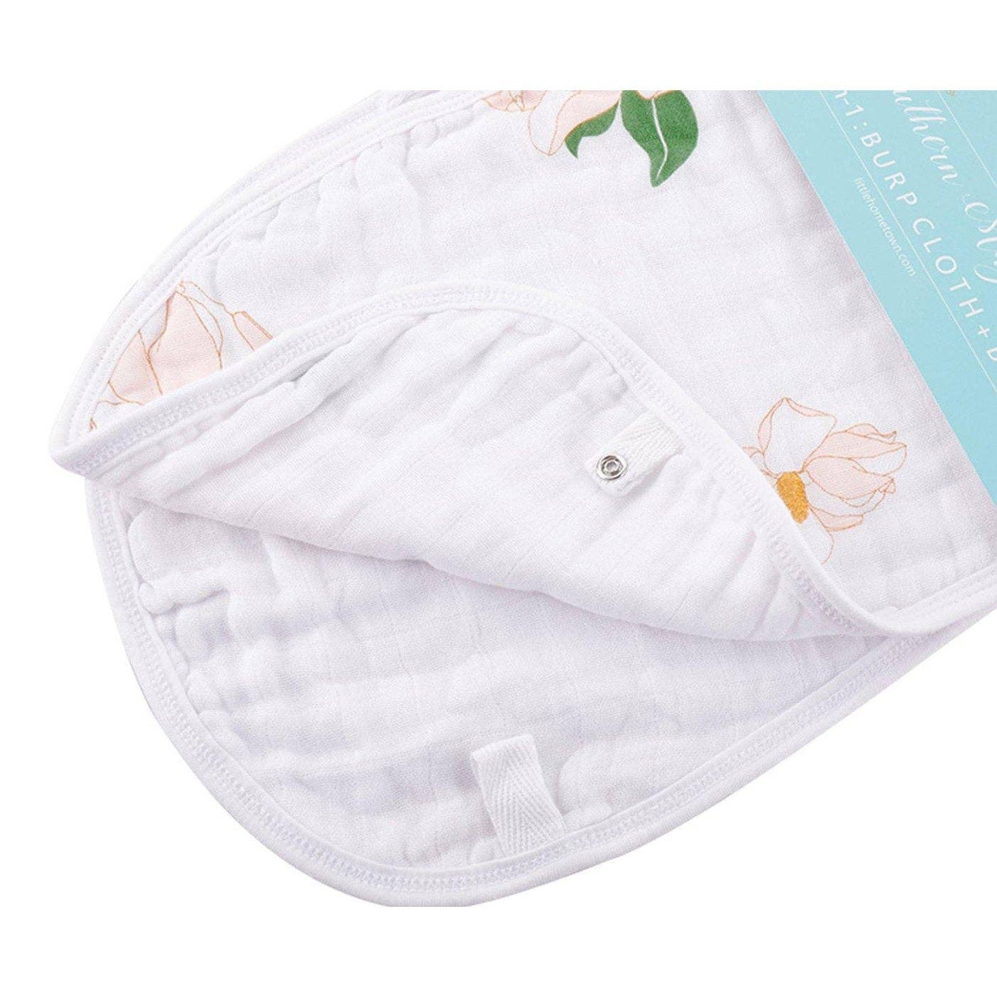 Burp Cloth - Southern Magnolia Baby Burp Cloth and Bib (2 in 1)