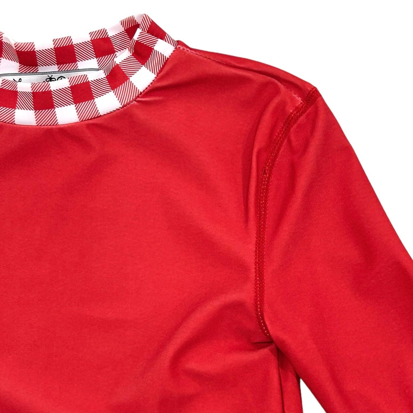 Kids Summer Swimwear - Rashguard - Red Gingham: 3T