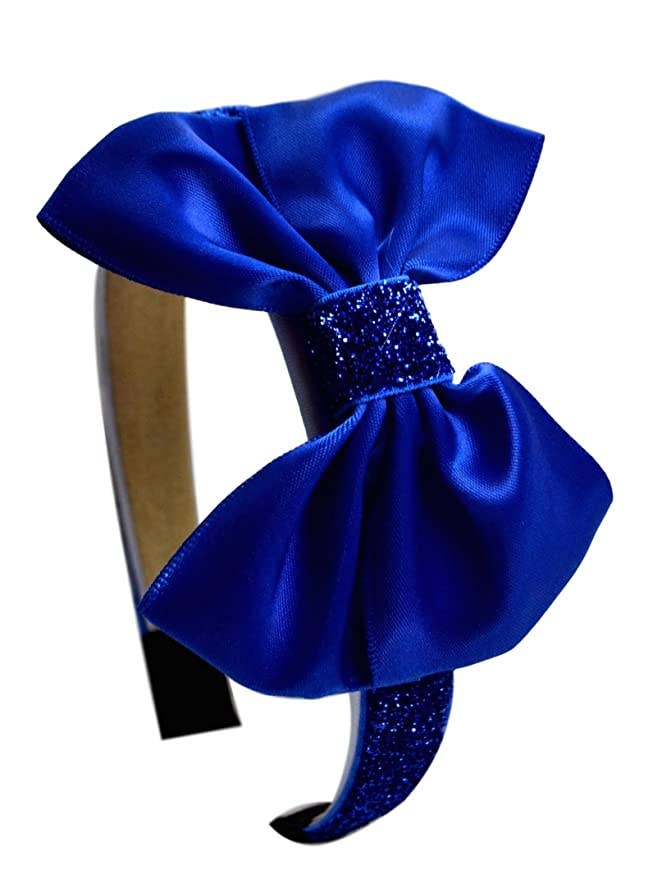 Sparkling Glitter Girls Satin Bow Arch Headband: Black