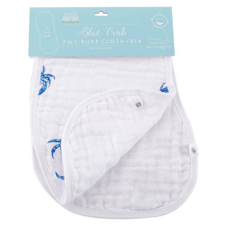 Burp Cloth - Blue Crab Baby Burp Cloth and Bib (2 in 1)
