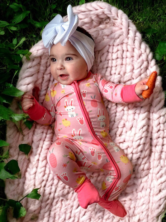 PJ - Zip Romper, Pink Easter Bunny