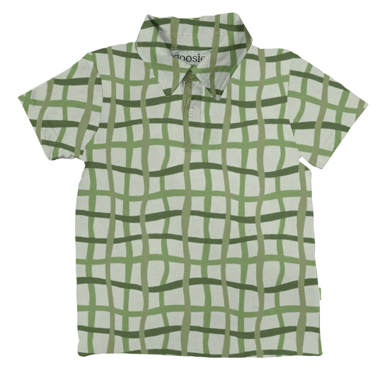 Short Sleeve Polo "Green Wavy Plaid"