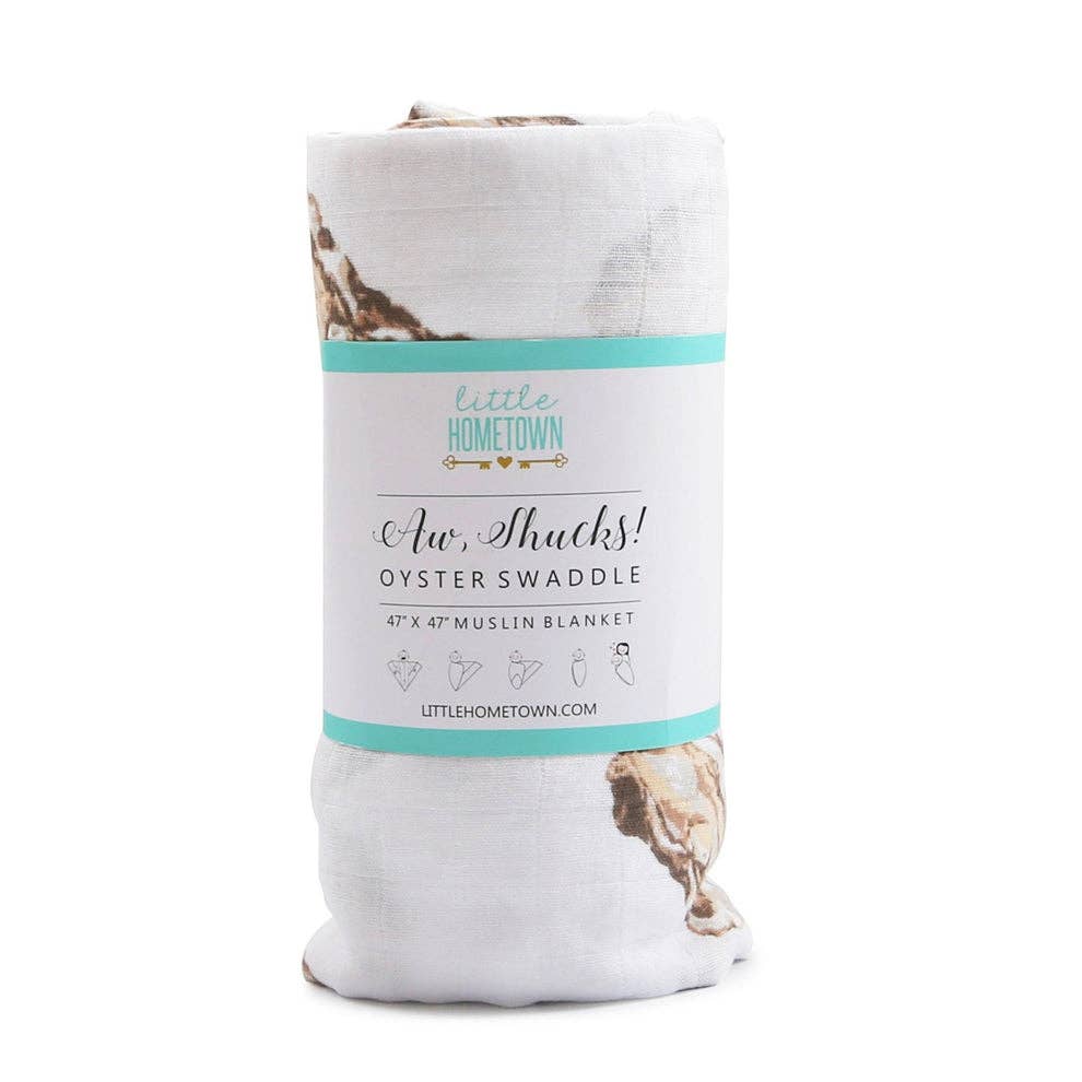 Swaddle - Aw, Shucks! Oyster Baby Muslin Swaddle Blanket -Extra Large 47 x 47