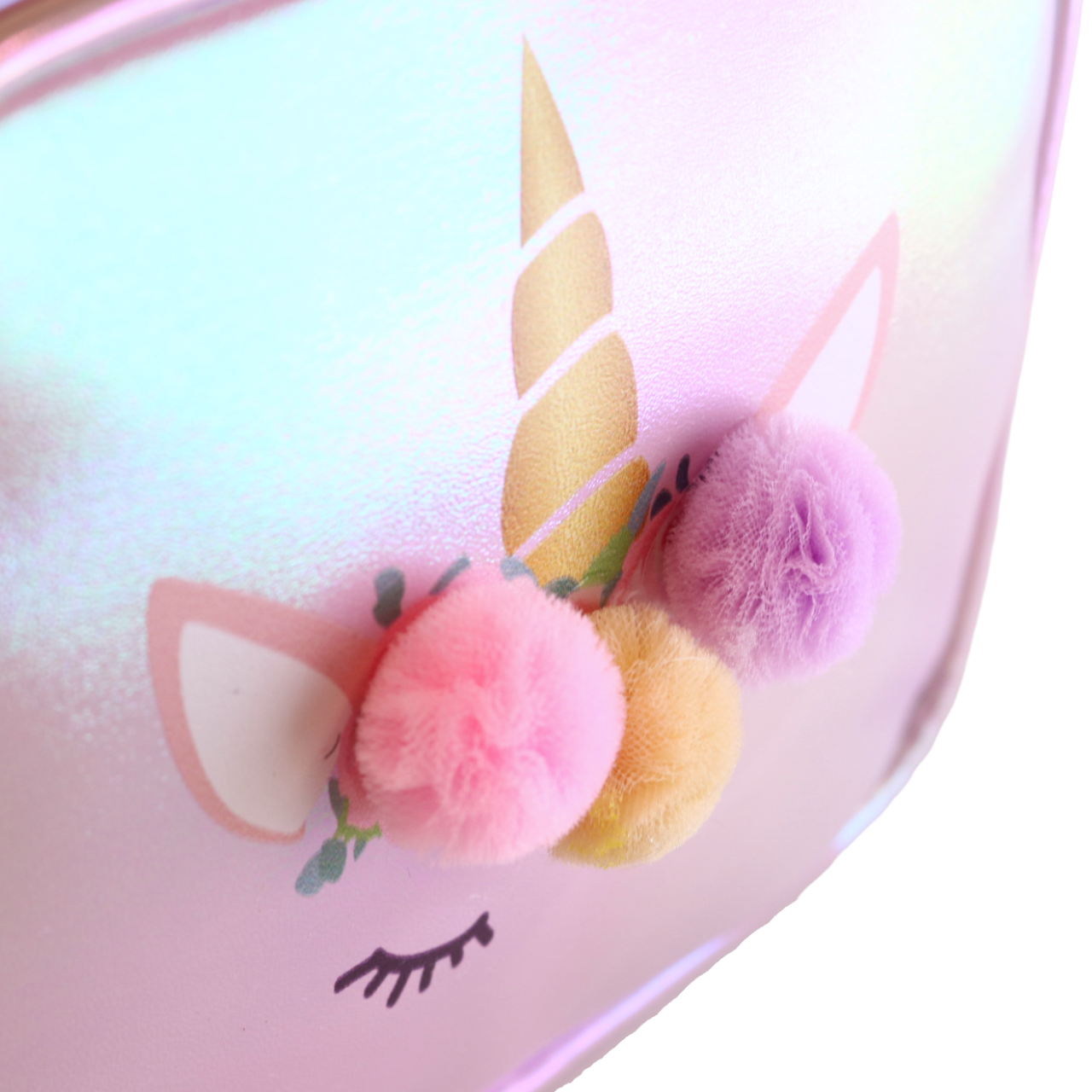 Purse - Purple Unicorn Holographic Purse w/PomPoms