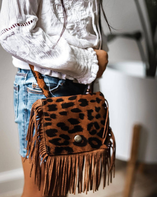 Purse - Marant Fringe Crossbody Kids Purse: Coco Animal Print