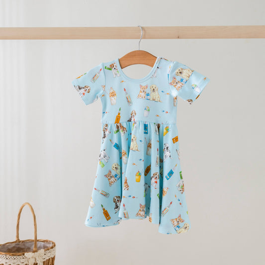 Dog Days of Summer Organic Cotton Blue Dress - Dogs & Snowballs