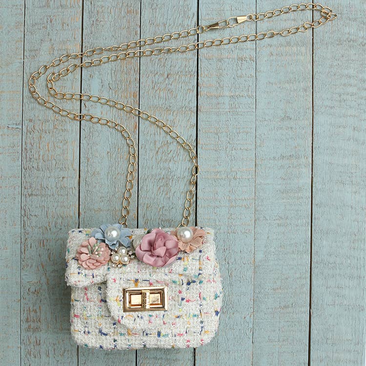 Purse - Tweed Flower Purse: Pink