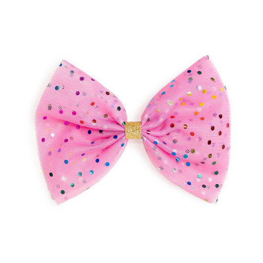 Hair Bow - Raspberry Confetti Tulle Bow Clip