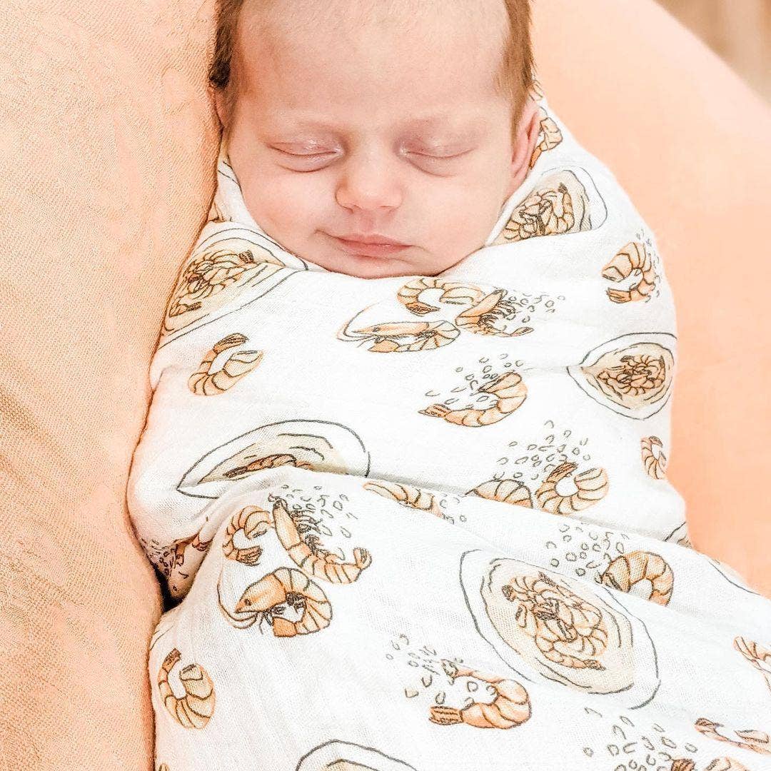 Swaddle - Shrimp and Grits Baby Muslin Swaddle/Receiving Blanket