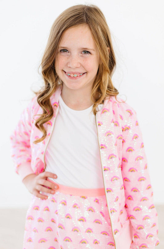 Jacket - Pink with Rainbows Sequin Jacket